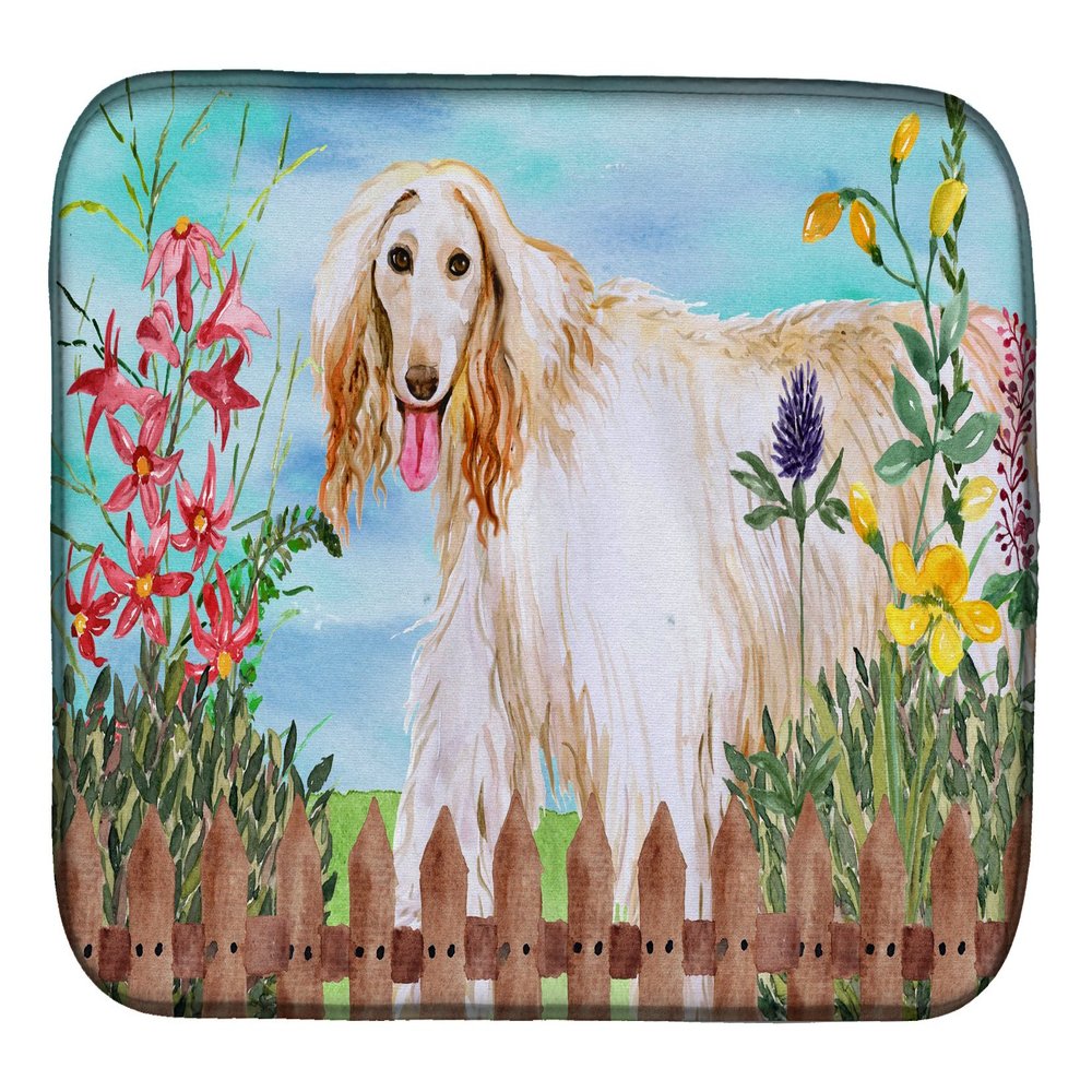 Caroline's Treasures CK1264DDM Afghan Hound Spring Dish Drying Mat Absorbent Dish Drying Mat Pad for Kitchen Counter Dish Drainer Mat for Countertop, 14 x 21", Multicolor