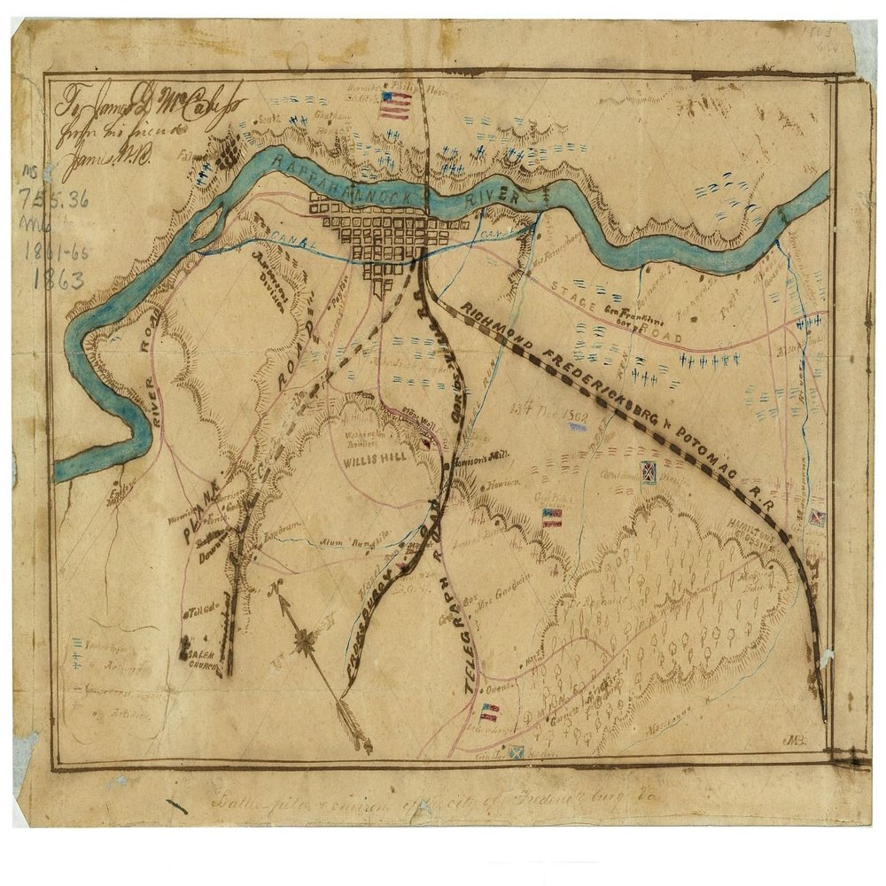16" x 24" 1863 Map of Fredericksburg City Battle Field & Environs