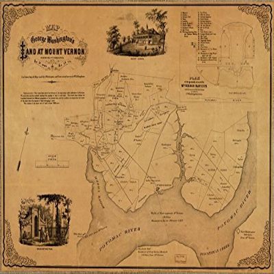 16" x 24" 1859 Map of George Washingtons Land at Mount Vernon Fairfax County Virginia