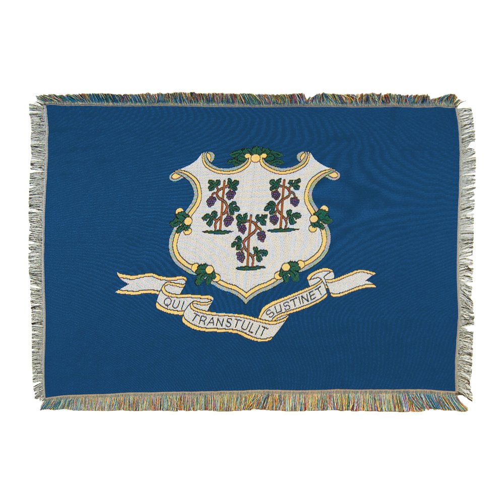 Northwest Flags Woven Tapestry Throw Blanket, 48" x 60", Connecticut State Flag