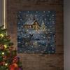 CC Home Furnishings Blue and White Chapel in The Snow Fiber Optic LED Lights Wall Decor 26" x 36" view 1