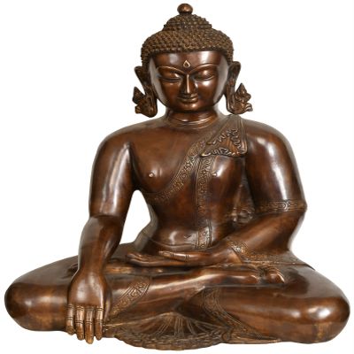 Exotic India ZDN11-antique-brown Lord Buddha in Bhumisparsha Mudra, Antique Brown
