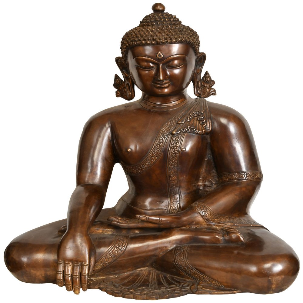 Exotic India ZDN11-antique-brown Lord Buddha in Bhumisparsha Mudra, Antique Brown