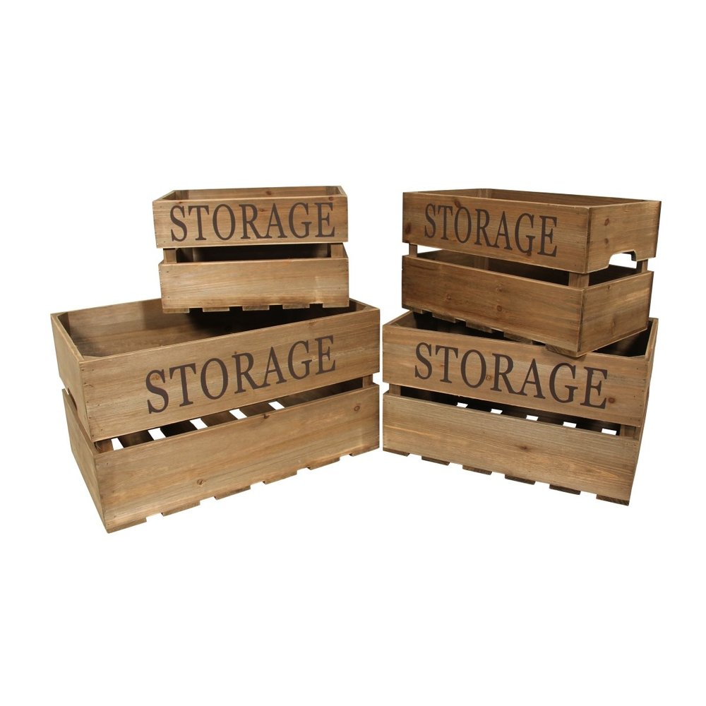 CheungsRattan 4741-4 Wooden Storage Crate 4 Piece Set