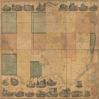 16" x 24" 1865 Map of Clinton County Iowa Landowners
