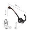 Ambipolar 5 Pack TriLeg Hook, Heavy Duty Big Triple Leg/Double Coat Hooks Base. Entryway Coat Hooks, Scarf and Jacket Hangers.Perfect Bath Towel Heavy Hooks (5 Pack, Oil Rubbed Bronze) view 3