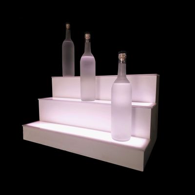 30" 3 Tier LED Lighted Liquor Display Shelf - White Finish