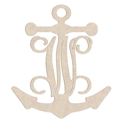 12" Anchor Unfinished Wood Initial Monogram Letter W (Sizes 12"-30")