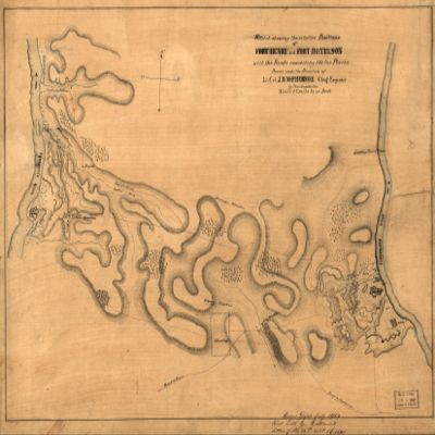 18" x 24" 1862 Map Sketch of Relative Positions of Fort Henry & Fort Donelson