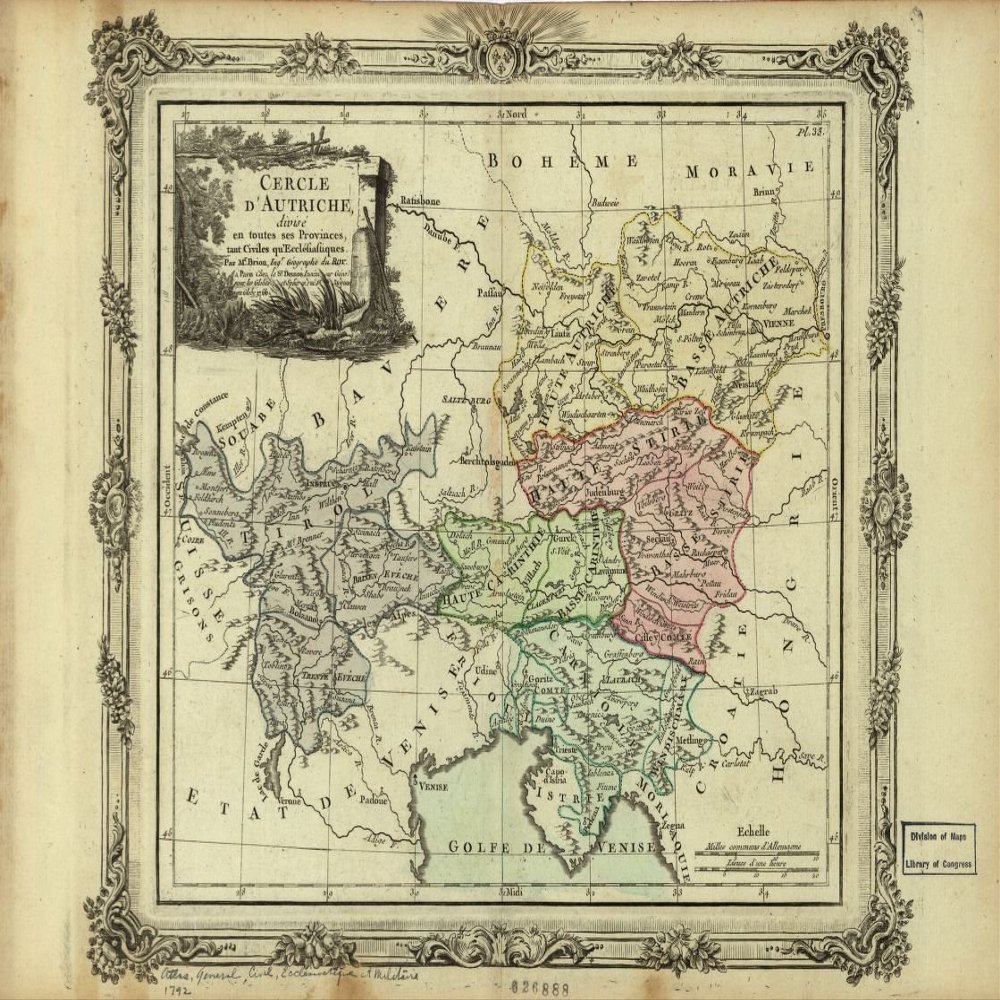 18" x 24" 1792 Map of The Circle of Austria Europe Holy Roman Empire
