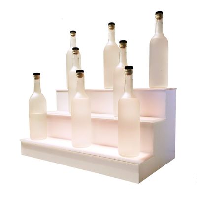 40" 3 Tier LED Lighted Liquor Display Shelf - White Finish