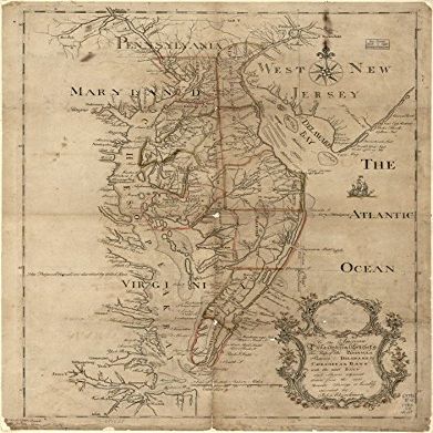 18" x 24" 1786 Map of Peninsula Between Delaware & Chesapeake Bays to The American Philosophical Society