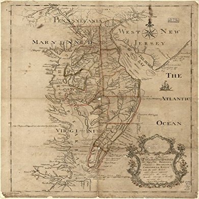 18" x 24" 1786 Map of Peninsula Between Delaware & Chesapeake Bays to The American Philosophical Society