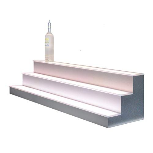 60" 3 Tier LED Lighted Liquor Display Shelf - Stainless Steel Finish
