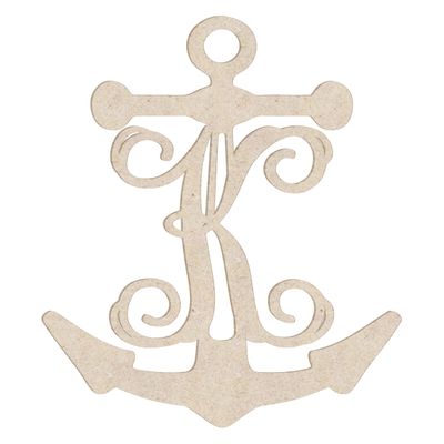 12" Anchor Unfinished Wood Initial Monogram Letter K (Sizes 12"-30")