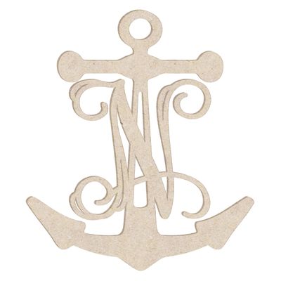 12" Anchor Unfinished Wood Initial Monogram Letter N (Sizes 12"-30")