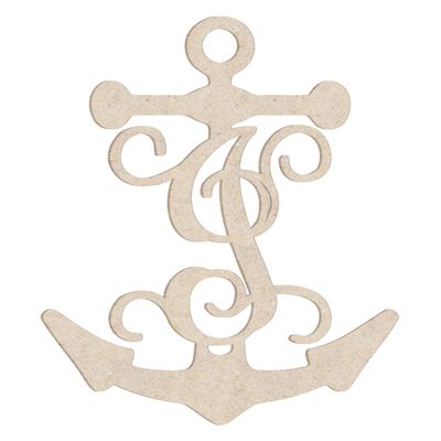 12" Anchor Unfinished Wood Initial Monogram Letter I (Sizes 12"-30")
