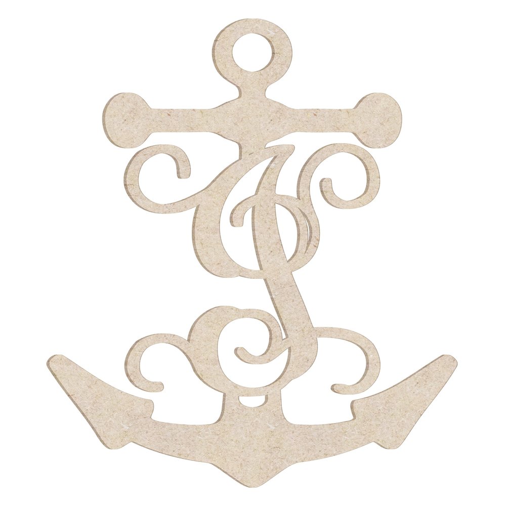 12" Anchor Unfinished Wood Initial Monogram Letter I (Sizes 12"-30")