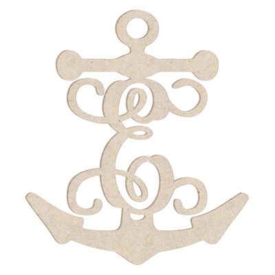 12" Anchor Unfinished Wood Initial Monogram Letter E (Sizes 12"-30")