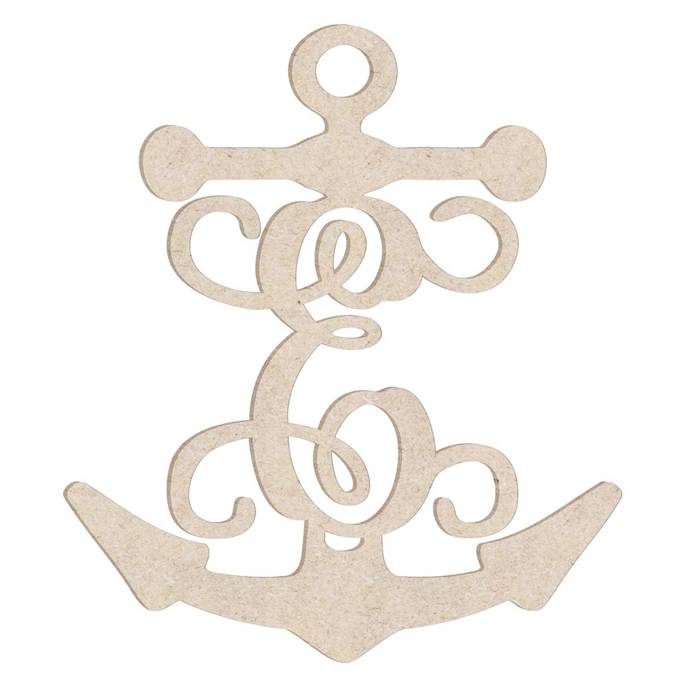 12" Anchor Unfinished Wood Initial Monogram Letter E (Sizes 12"-30")