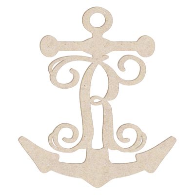 12" Anchor Unfinished Wood Initial Monogram Letter R (Sizes 12"-30")