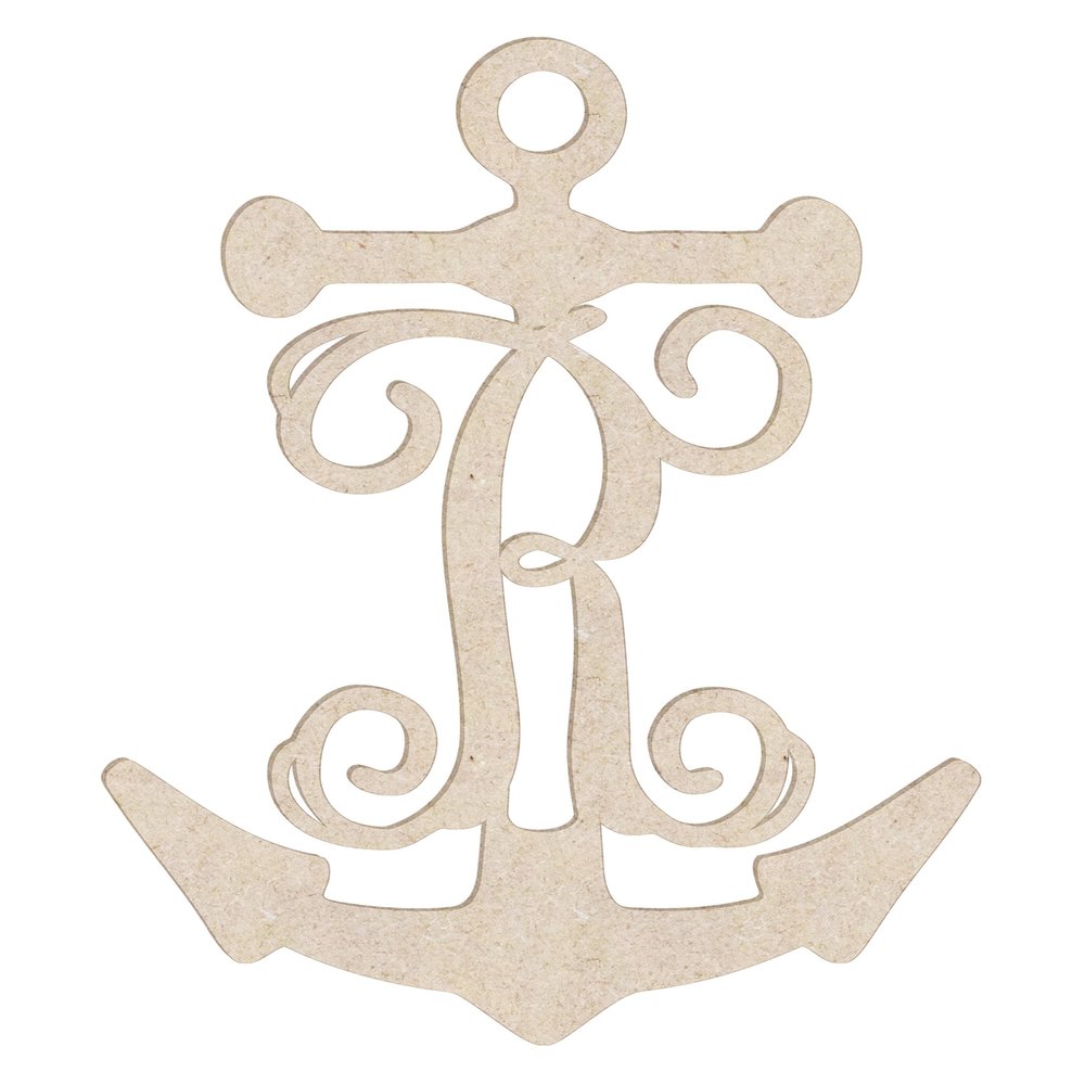 12" Anchor Unfinished Wood Initial Monogram Letter R (Sizes 12"-30")