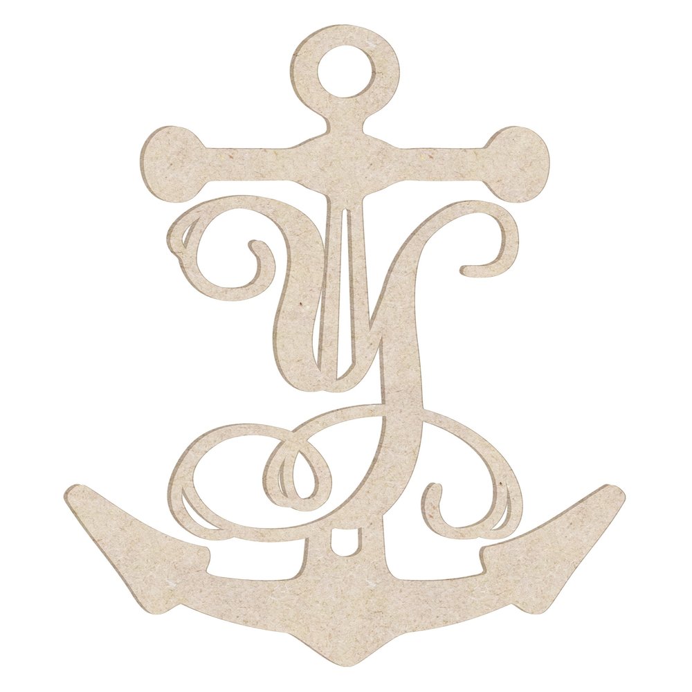 12" Anchor Unfinished Wood Initial Monogram Letter Y (Sizes 12"-30")