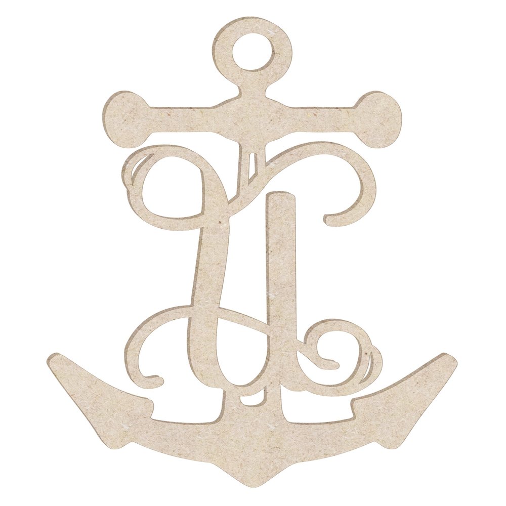 12" Anchor Unfinished Wood Initial Monogram Letter U (Sizes 12"-30")