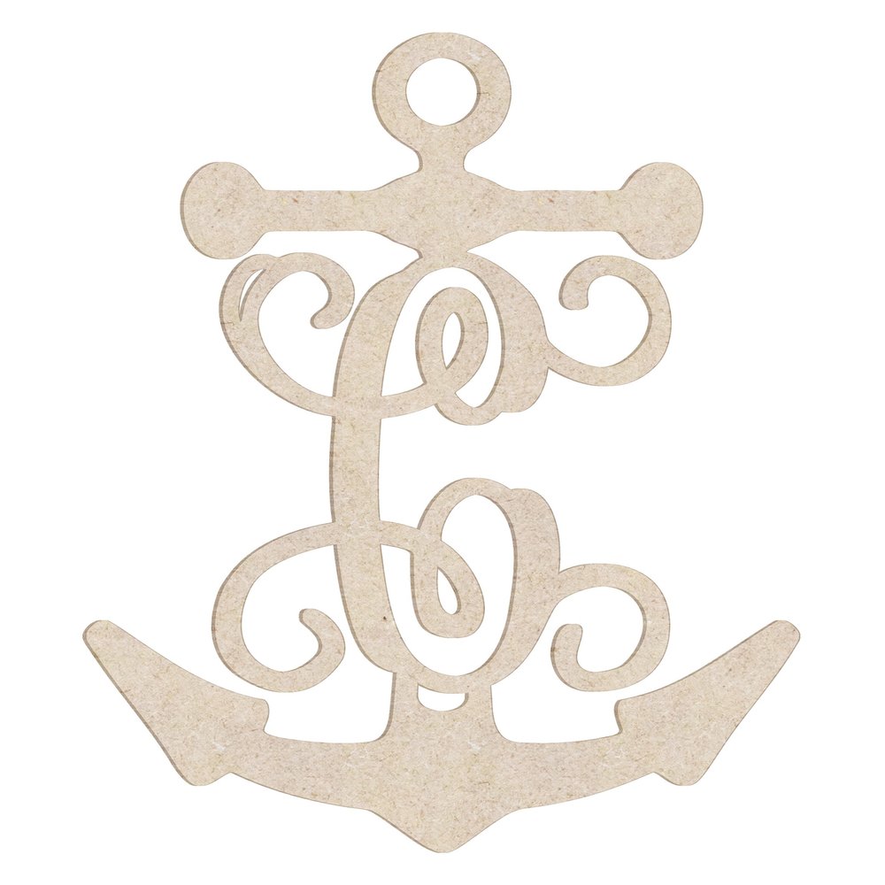 12" Anchor Unfinished Wood Initial Monogram Letter C (Sizes 12"-30")