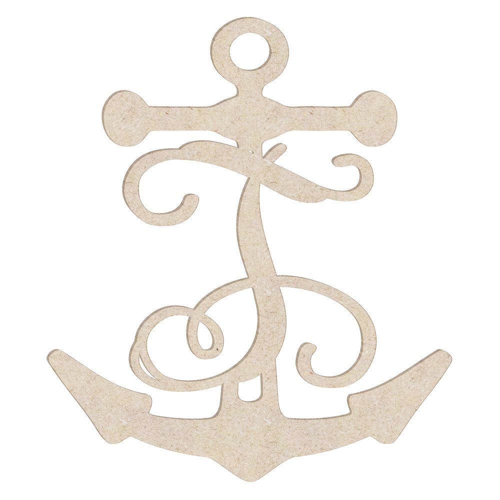 12" Anchor Unfinished Wood Initial Monogram Letter T (Sizes 12"-30")