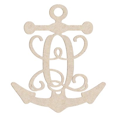12" Anchor Unfinished Wood Initial Monogram Letter Q (Sizes 12"-30")