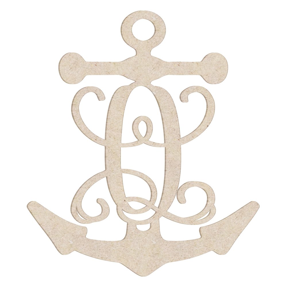 12" Anchor Unfinished Wood Initial Monogram Letter Q (Sizes 12"-30")