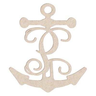 12" Anchor Unfinished Wood Initial Monogram Letter P (Sizes 12"-30")