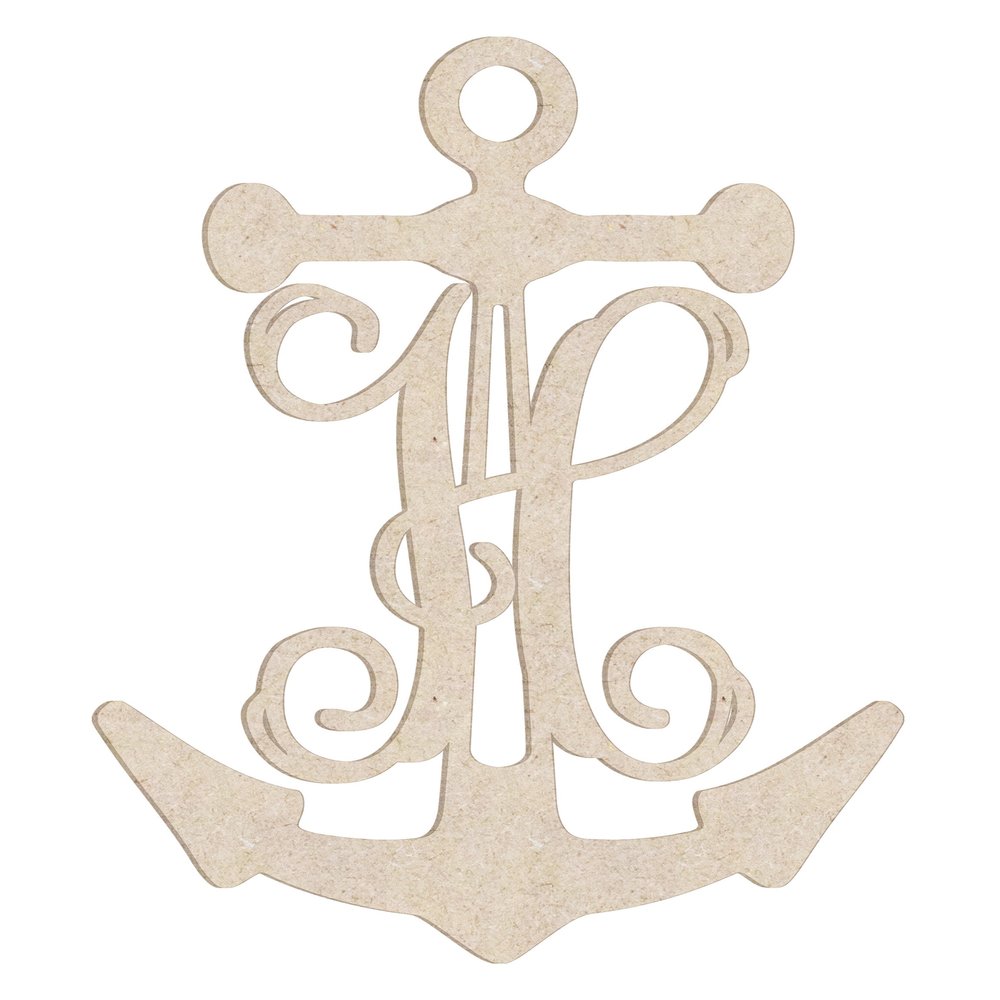 12" Anchor Unfinished Wood Initial Monogram Letter H (Sizes 12"-30")