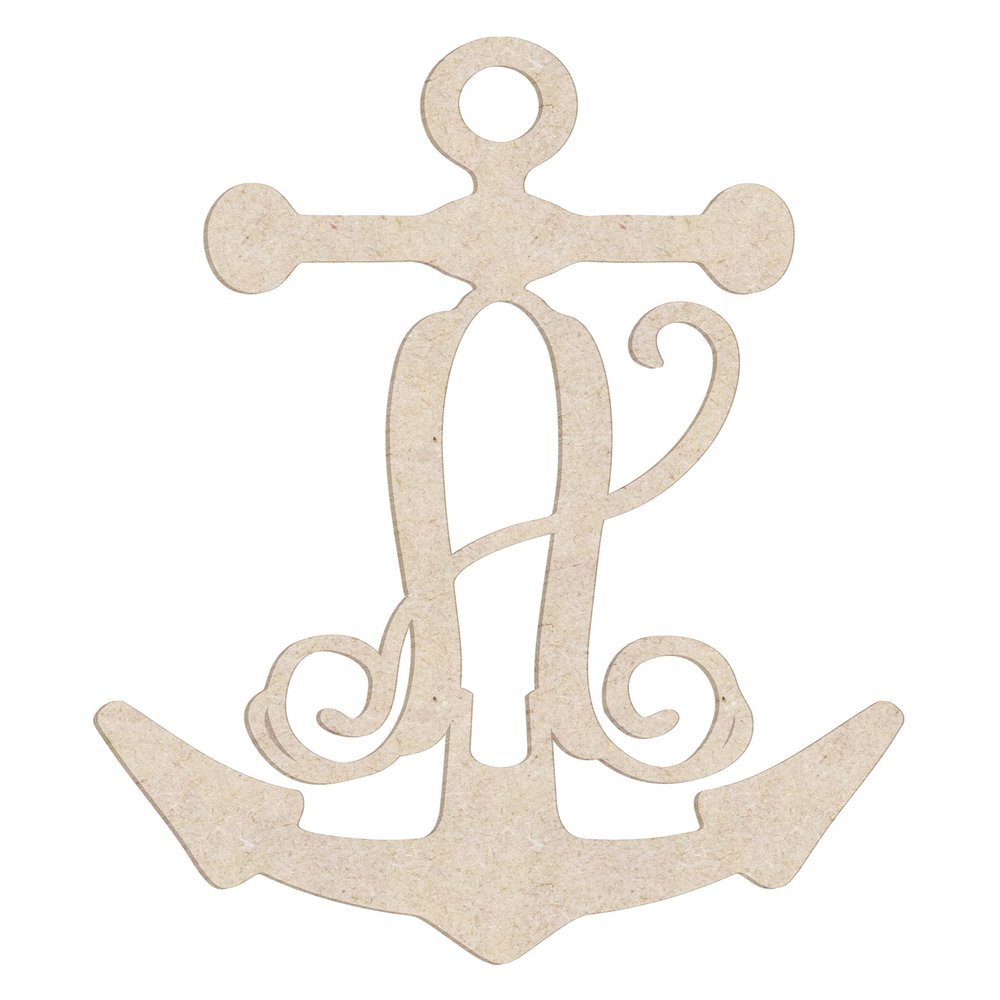 12" Anchor Unfinished Wood Initial Monogram Letter A (Sizes 12"-30")