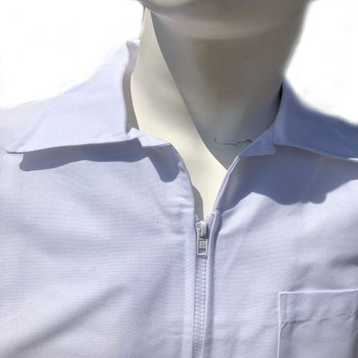 CHEFSKIN Beautiful Barber Coat White Medium Weight Twill 3 Pockets (White, 2X-60 in.Chest)