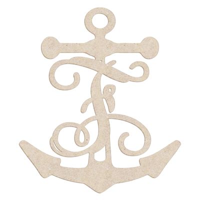 12" Anchor Unfinished Wood Initial Monogram Letter F (Sizes 12"-30")