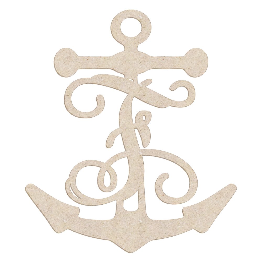 12" Anchor Unfinished Wood Initial Monogram Letter F (Sizes 12"-30")