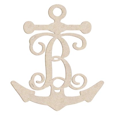 12" Anchor Unfinished Wood Initial Monogram Letter B (Sizes 12"-30")