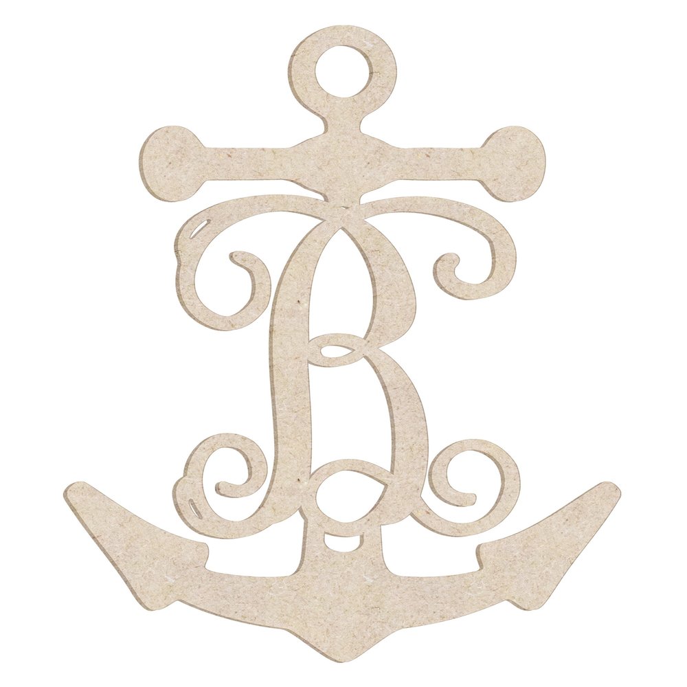 12" Anchor Unfinished Wood Initial Monogram Letter B (Sizes 12"-30")