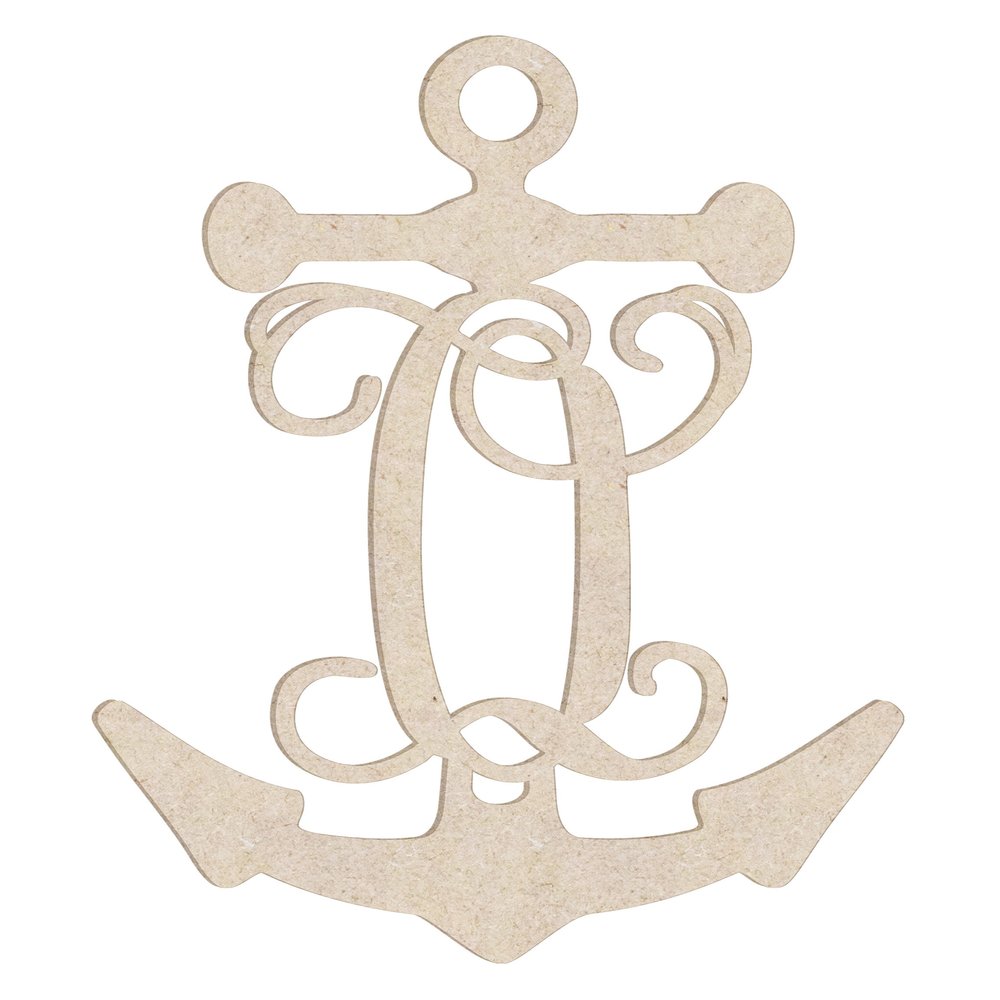 12" Anchor Unfinished Wood Initial Monogram Letter O (Sizes 12"-30")
