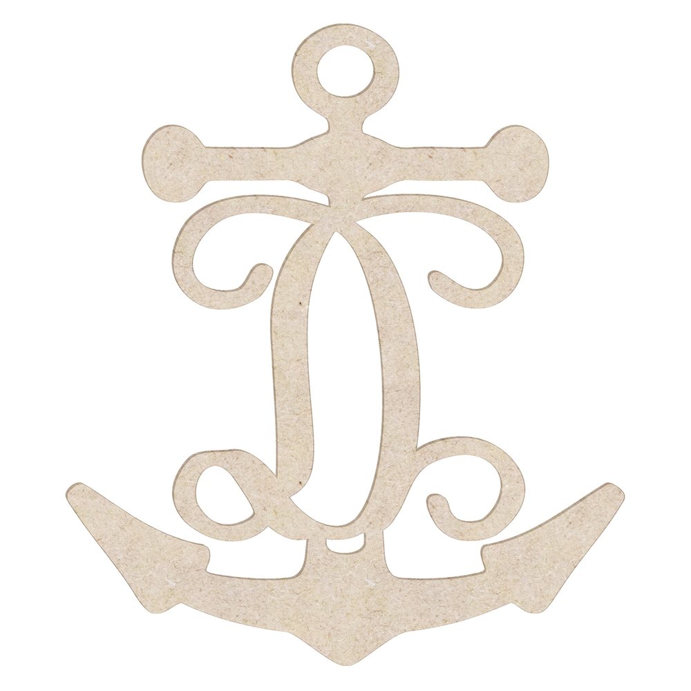 12" Anchor Unfinished Wood Initial Monogram Letter D (Sizes 12"-30")