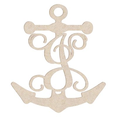 12" Anchor Unfinished Wood Initial Monogram Letter J (Sizes 12"-30")