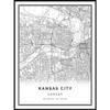 Kansas City map poster print | Modern black and white wall art | Scandinavian home decor | Kansas City prints artwork | Fine art posters 20x30 view 1