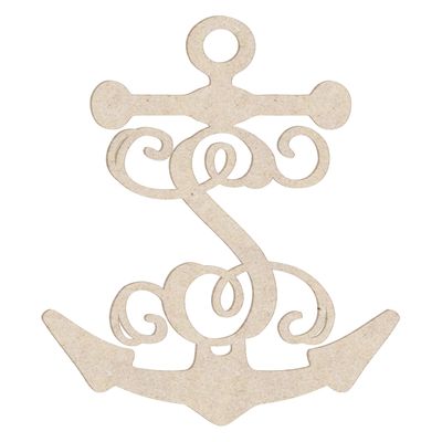 12" Anchor Unfinished Wood Initial Monogram Letter S (Sizes 12"-30")