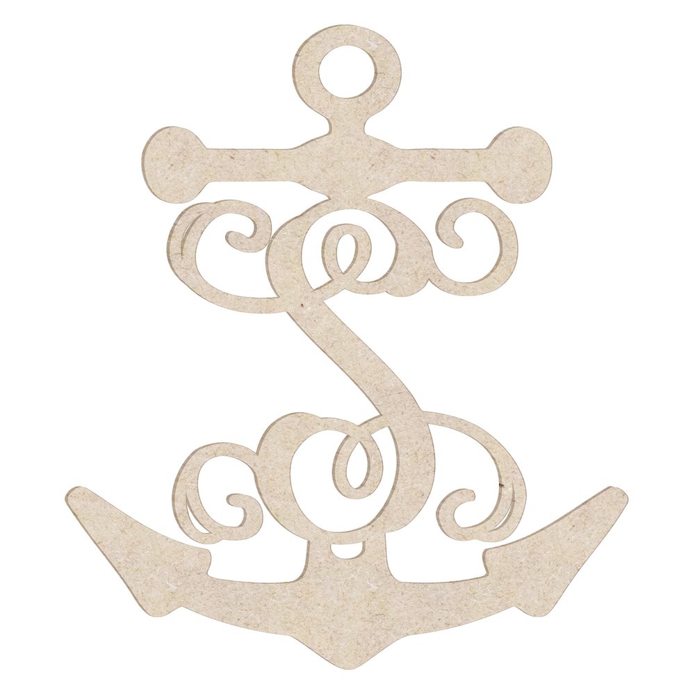 12" Anchor Unfinished Wood Initial Monogram Letter S (Sizes 12"-30")