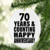 Designsify Christmas Tree Decoration, Happy 70th Anniversary 70 Years & Counting, Circle Ornament, Gifts for Birthday Valentines Mom Mothers Fathers Day Party, to Men Women Him Her Friend Mom view 2
