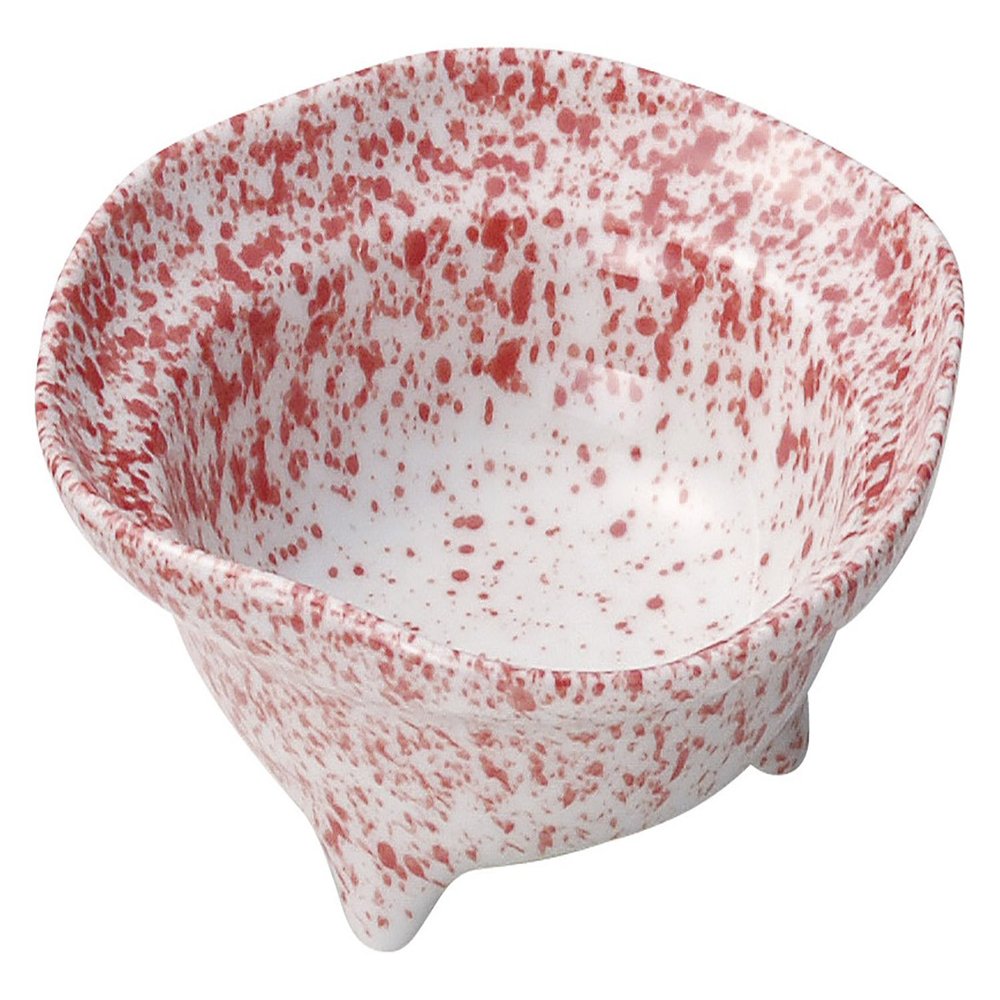 (Koyotoki) Koyo Pottery 58941033 Small Bowl, Red, 3.9 inches (10 cm), Three Legs, Small Bowl, Red Blown Pattern