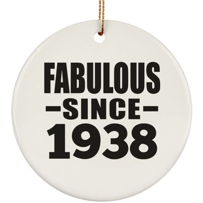 Designsify Christmas Tree Decoration, 86th Birthday Fabulous Since 1938, Circle Ornament, Gifts for Anniversary Valentines Mom Mothers Fathers Day Party, to Men Women Him Her Friend Mom Dad Wife