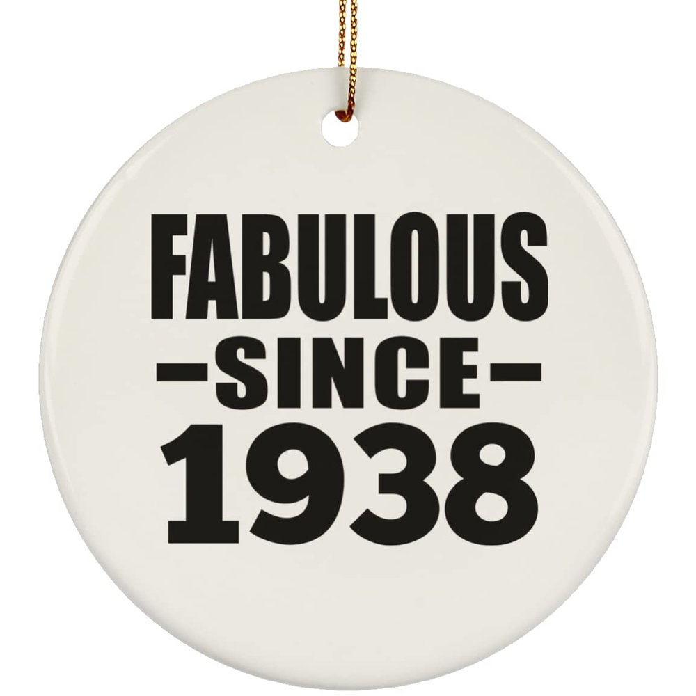 Designsify Christmas Tree Decoration, 86th Birthday Fabulous Since 1938, Circle Ornament, Gifts for Anniversary Valentines Mom Mothers Fathers Day Party, to Men Women Him Her Friend Mom Dad Wife